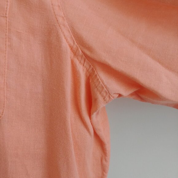 J Jill 100% linen soft orange cantaloupe embroidered tunic top button down Large - Picture 6 of 16
